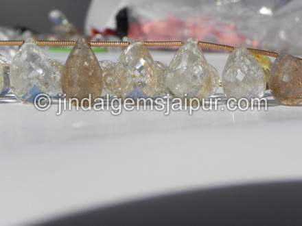 Golden Rutile Faceted Drops Shape Beads
